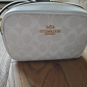 White Mini Jamie Camera Bag Signature Canvas